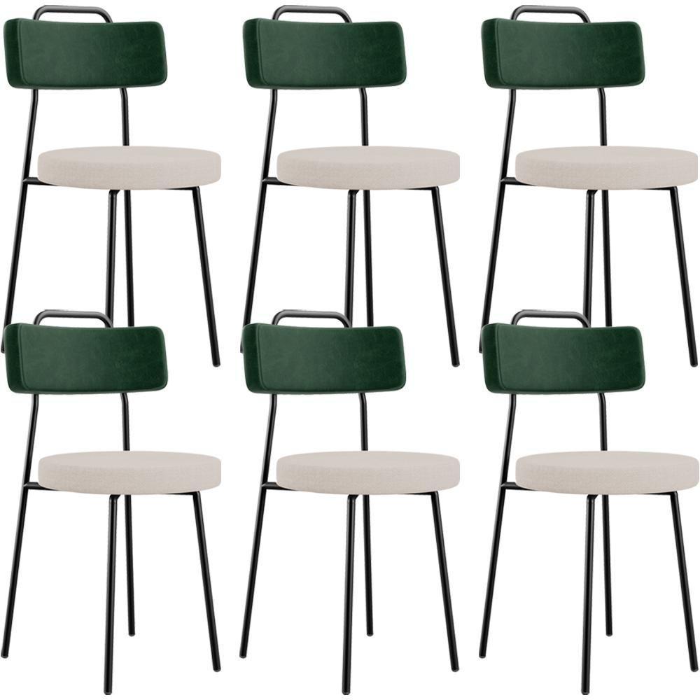 Kit 06 Cadeiras Decorativa Estofada Sala Jantar Barcelona L02 Facto Verde Musgo Linho Bege - Lyam - 1