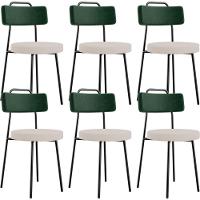 Kit 06 Cadeiras Decorativa Estofada Sala Jantar Barcelona L02 Facto Verde Musgo Linho Bege - Lyam - 1