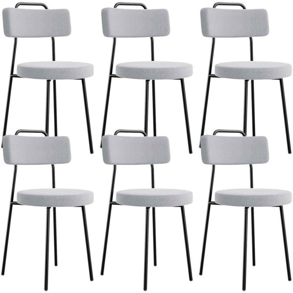 Kit 06 Cadeiras Decorativas Estofada Para Sala De Jantar Barcelona L02 Bouclê Cinza - Lyam Decor - 1