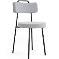 Kit 06 Cadeiras Decorativas Estofada Para Sala De Jantar Barcelona L02 Bouclê Cinza - Lyam Decor