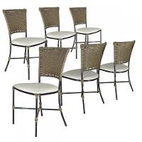 Jogo Com 6 Cadeiras Fibra Sintética Pequi Com Branco Gelo - 1