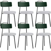Kit 06 Cadeiras Decorativa Estofada Sala Jantar Barcelona L02 Facto Verde Musgo Linho Cinza - Lyam - 1