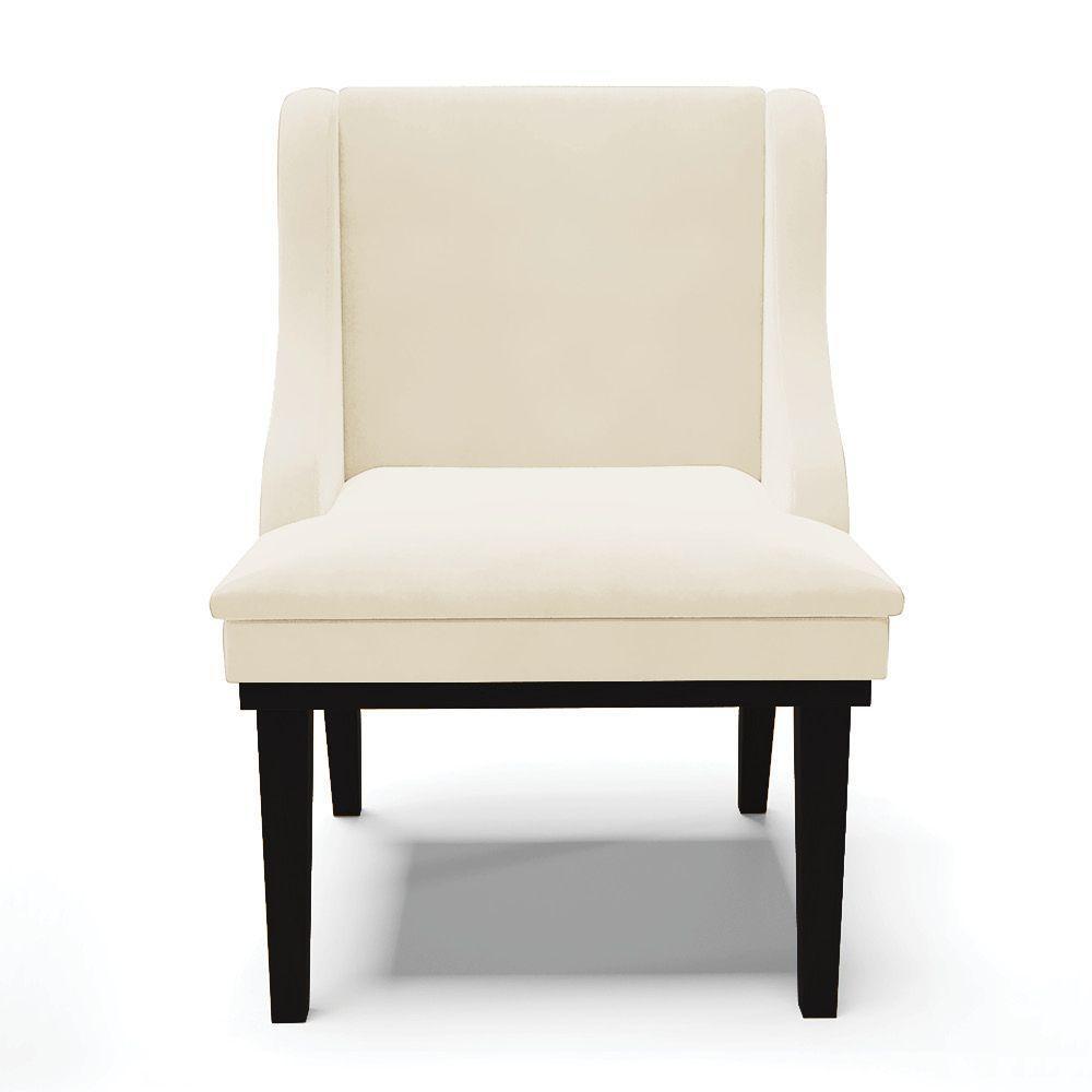 Kit 08 Cadeiras Liz Veludo Base Fixa Madeira PretoBege - 7