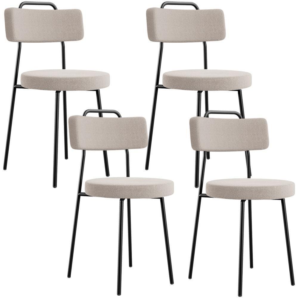 Kit 04 Cadeiras Decorativas Estofada Para Sala De Jantar Barcelona L02 Bouclê Creme - Lyam Decor - 1