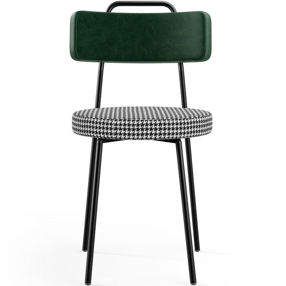 Kit 06 Cadeiras Decorativa Estofada Sala Jantar Barcelona L02 Facto Verde Musgo Pied Poule - Lyam - 6