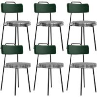 Kit 06 Cadeiras Decorativa Estofada Sala Jantar Barcelona L02 Facto Verde Musgo Pied Poule - Lyam - 1