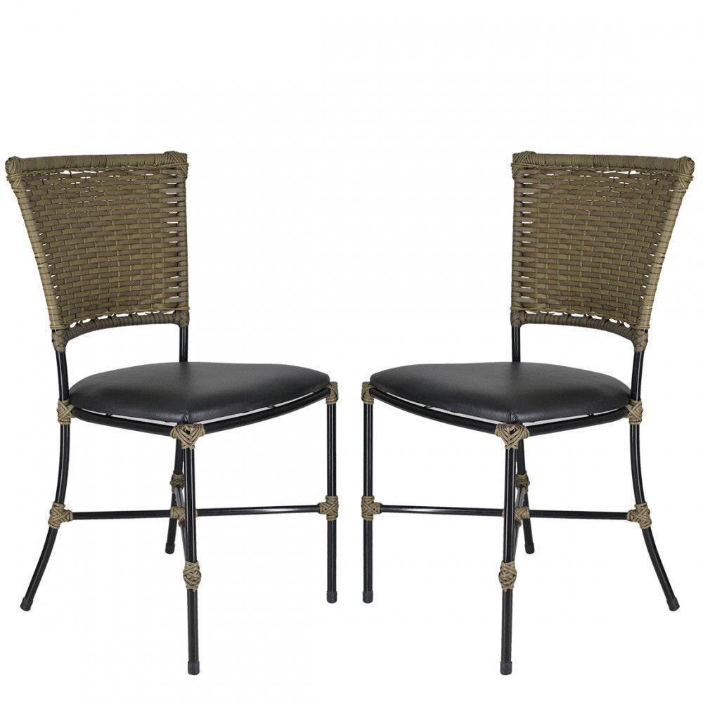 Jogo Com 2 Cadeiras Gramado Fibra Sintética Pequi Com Preto - 1