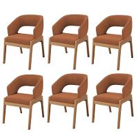 Kit 06 Cadeiras De Jantar E Estar Living Estofada Lince L02 Bouclê Terracota - Lyam Decor - 1