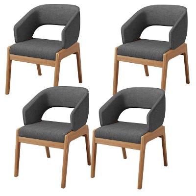 Kit 04 Cadeiras De Jantar E Estar Living Estofada Lince L02 Linho Cinza Escuro - Lyam Decor