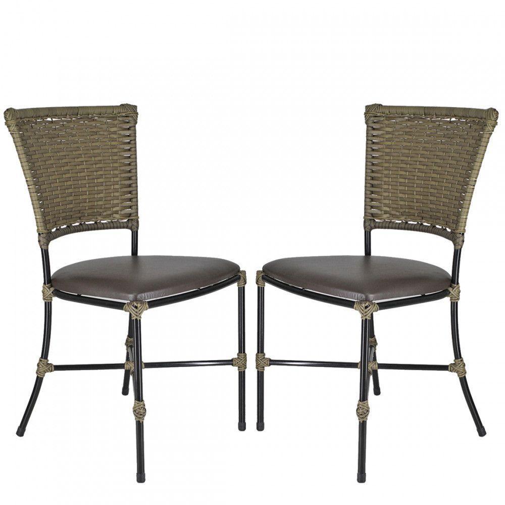 Jogo Com 2 Cadeiras Fibra Sintética Pequi Com Marrom - 1