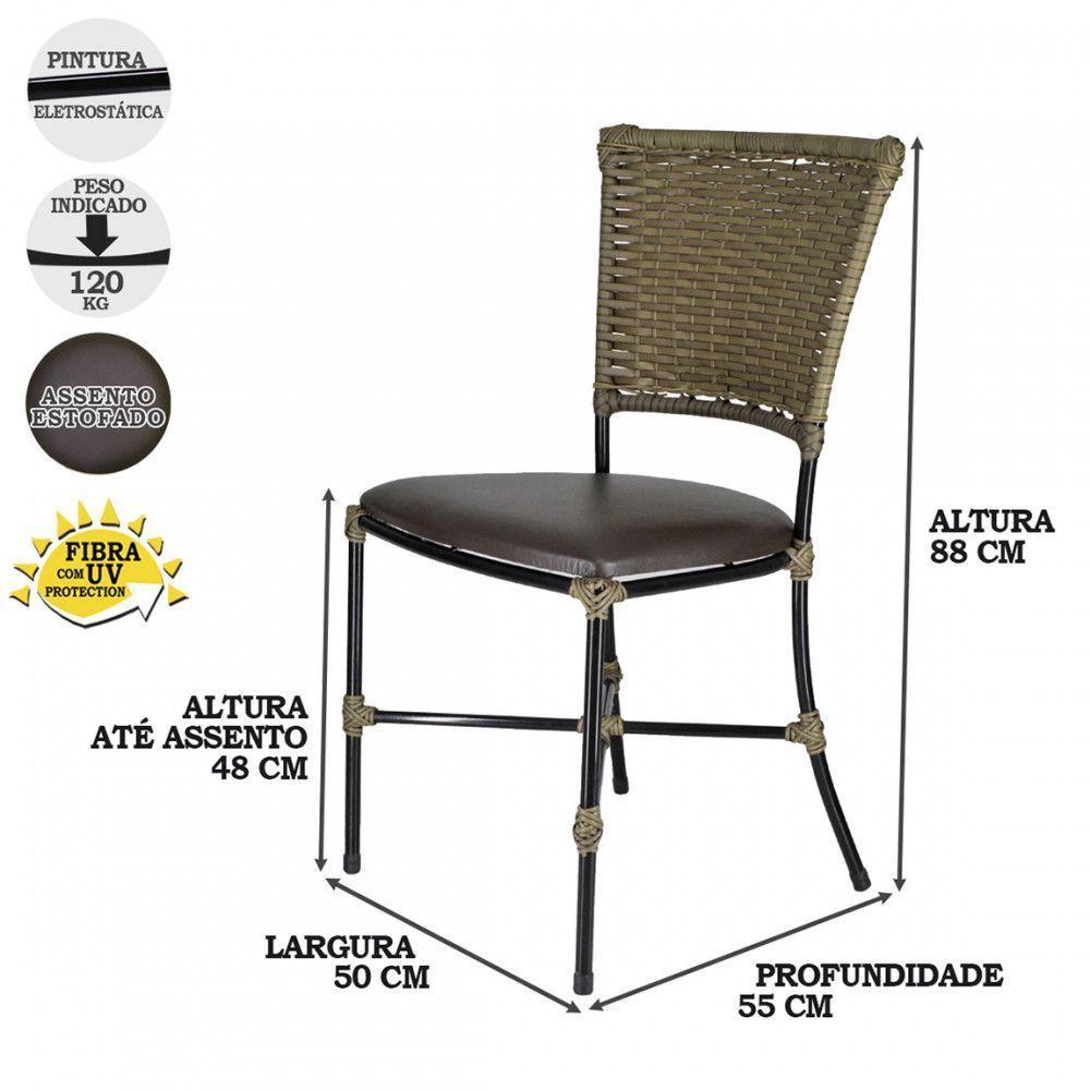 Jogo Com 2 Cadeiras Fibra Sintética Pequi Com Marrom - 2