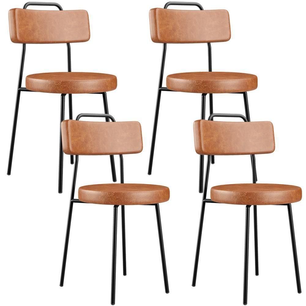 Kit 04 Cadeiras Decorativas Estofada Para Sala De Jantar Barcelona L02 Couríssimo Camel - Lyam Decor - 1