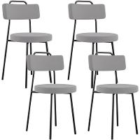 Kit 04 Cadeiras Decorativas Estofada Para Sala De Jantar Barcelona L02 Suede Cinza - Lyam Decor - 1