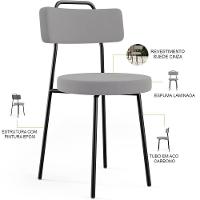 Kit 04 Cadeiras Decorativas Estofada Para Sala De Jantar Barcelona L02 Suede Cinza - Lyam Decor