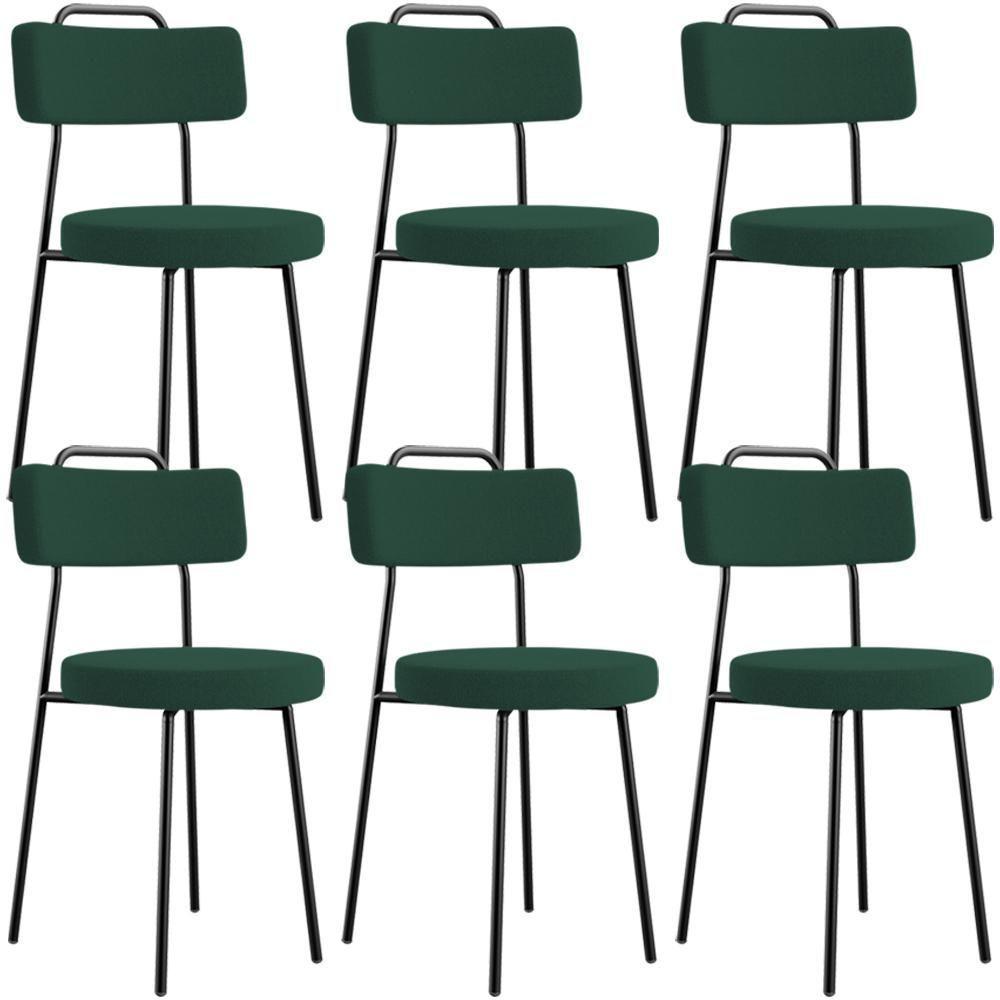 Kit 06 Cadeiras Decorativas Estofada Para Sala De Jantar Barcelona L02 Bouclê Verde - Lyam Decor - 1