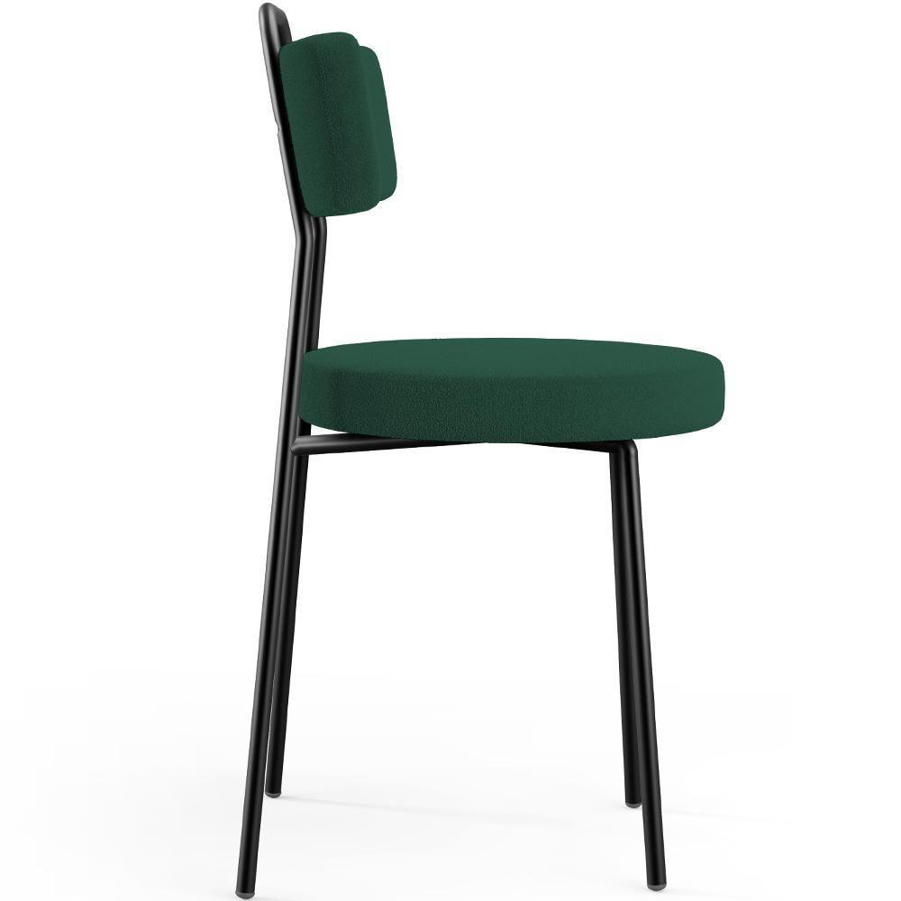 Kit 06 Cadeiras Decorativas Estofada Para Sala De Jantar Barcelona L02 Bouclê Verde - Lyam Decor - 3