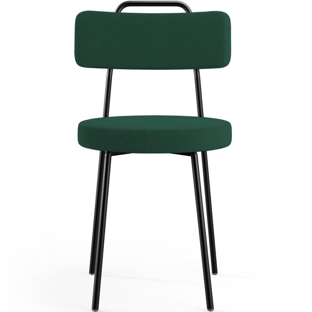 Kit 06 Cadeiras Decorativas Estofada Para Sala De Jantar Barcelona L02 Bouclê Verde - Lyam Decor - 5