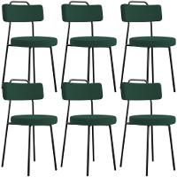 Kit 06 Cadeiras Decorativas Estofada Para Sala De Jantar Barcelona L02 Bouclê Verde - Lyam Decor - 1