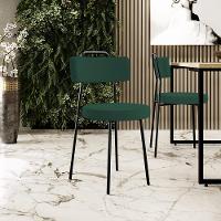 Kit 06 Cadeiras Decorativas Estofada Para Sala De Jantar Barcelona L02 Bouclê Verde - Lyam Decor - 6