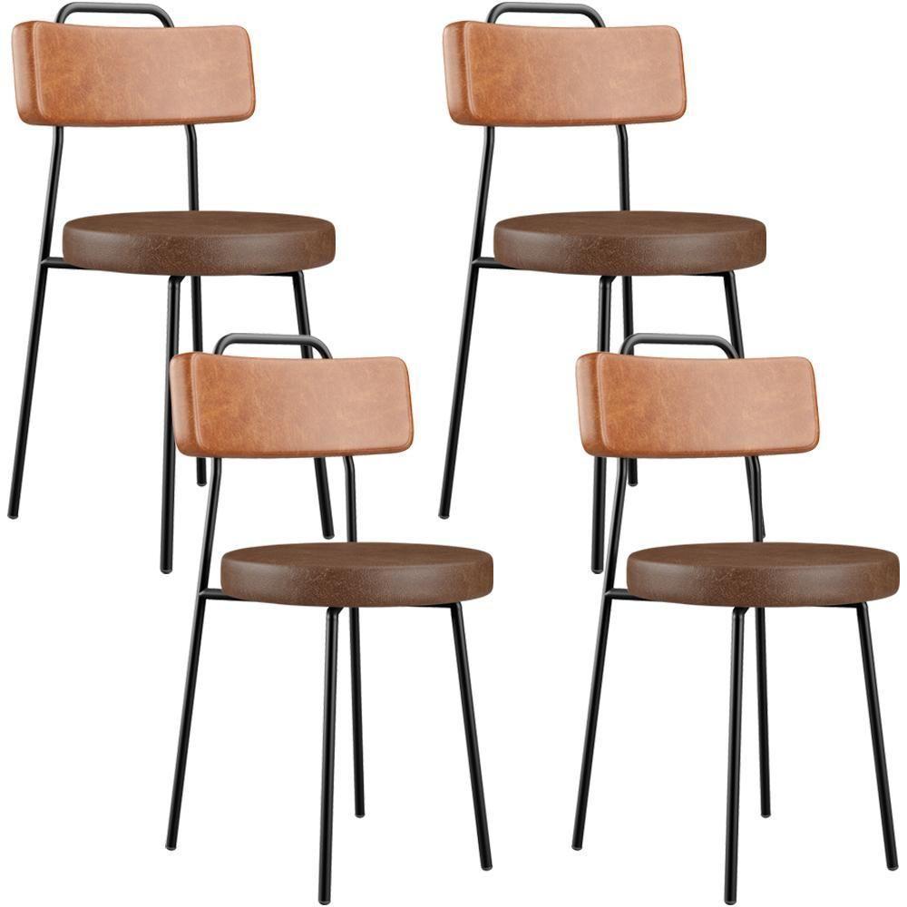 Kit 04 Cadeiras Decorativas Estofada Para Sala Jantar Barcelona L02 Couríssimo Camel Marrom - Lyam - 1