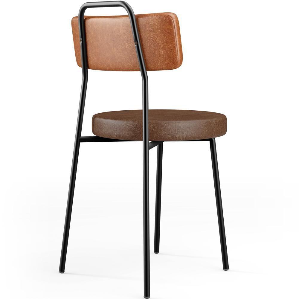 Kit 04 Cadeiras Decorativas Estofada Para Sala Jantar Barcelona L02 Couríssimo Camel Marrom - Lyam - 3