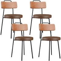 Kit 04 Cadeiras Decorativas Estofada Para Sala Jantar Barcelona L02 Couríssimo Camel Marrom - Lyam - 1