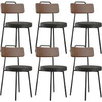 Kit 06 Cadeiras Estofada Para Sala De Jantar Barcelona L02 Couríssimo Marrom Linho Chumbo - Lyam - 1