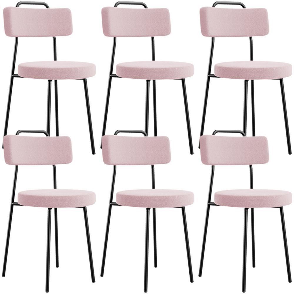 Kit 06 Cadeiras Decorativas Estofada Para Sala De Jantar Barcelona L02 Bouclê Rosê - Lyam Decor - 1
