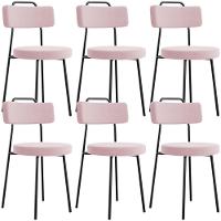 Kit 06 Cadeiras Decorativas Estofada Para Sala De Jantar Barcelona L02 Bouclê Rosê - Lyam Decor - 1