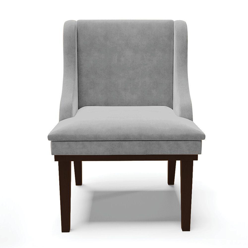 Kit 08 Cadeiras De Jantar Base Madeira Tabaco Cinza - 7