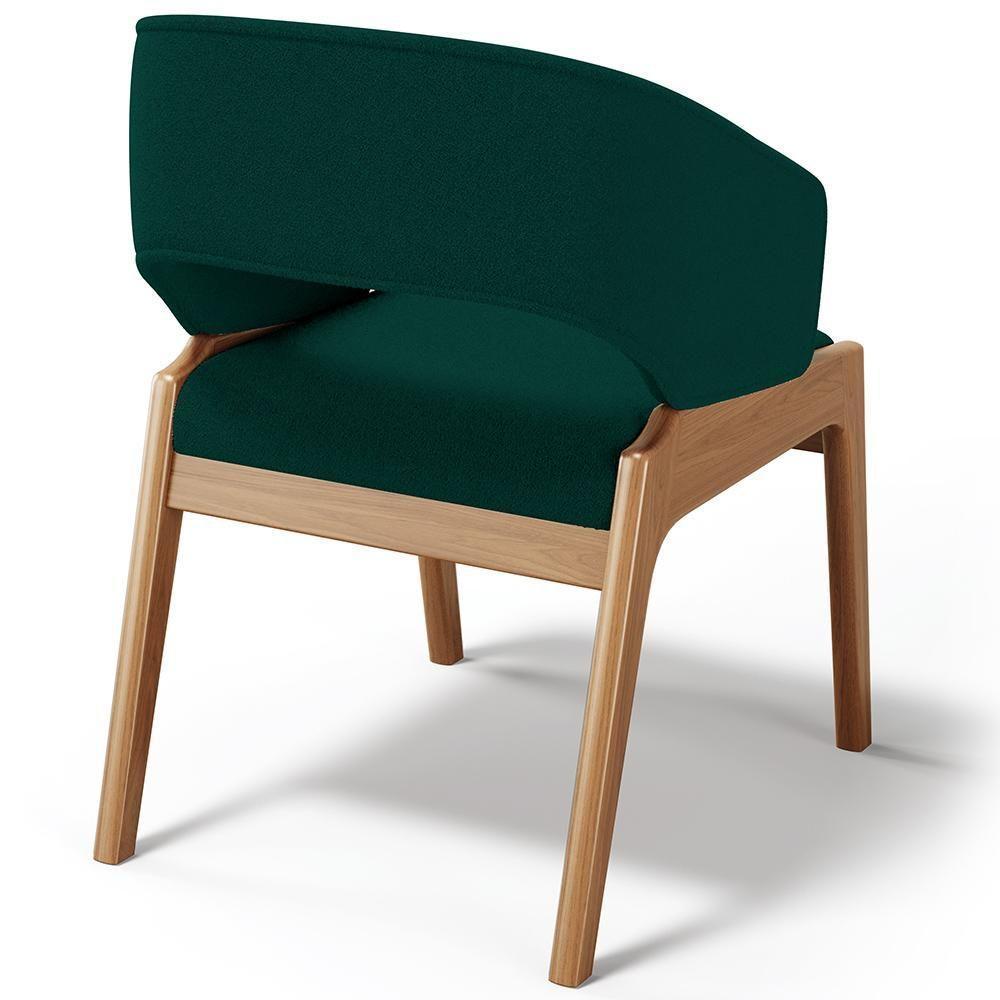 Kit 06 Cadeiras De Jantar E Estar Living Estofada Lince L02 Bouclê Verde - Lyam Decor - 6