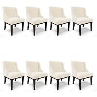 Kit 08 Cadeiras Liz Veludo Bege Base Fixa Madeira Preto - - 1