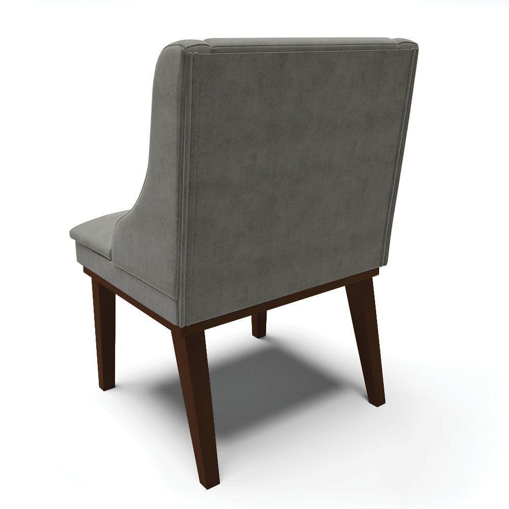 Kit 08 Cadeiras De Jantar Base Madeira Tabaco Grafite - 5