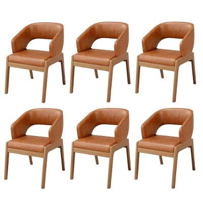 Kit 06 Cadeiras De Jantar E Estar Living Estofada Lince L02 Couríssimo Camel - Lyam Decor