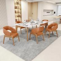 Kit 06 Cadeiras De Jantar E Estar Living Estofada Lince L02 Couríssimo Camel - Lyam Decor - 3