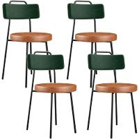 Kit 04 Cadeiras Estofada Para Sala Jantar Barcelona L02 Facto Verde Musgo Couríssimo Camel - Lyam - 1