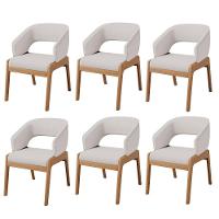 Kit 06 Cadeiras De Jantar E Estar Living Estofada Lince L02 Linho Bege - Lyam Decor - 1