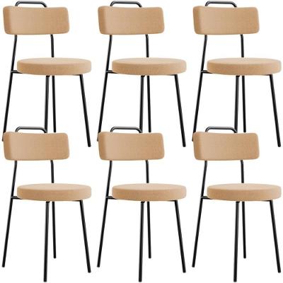 Kit 06 Cadeiras Decorativas Estofada Para Sala De Jantar Barcelona L02 Bouclê Mostarda - Lyam Decor