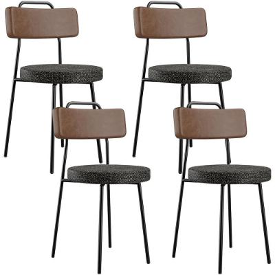 Kit 04 Cadeiras Estofada Para Sala De Jantar Barcelona L02 Couríssimo Marrom Linho Chumbo - Lyam