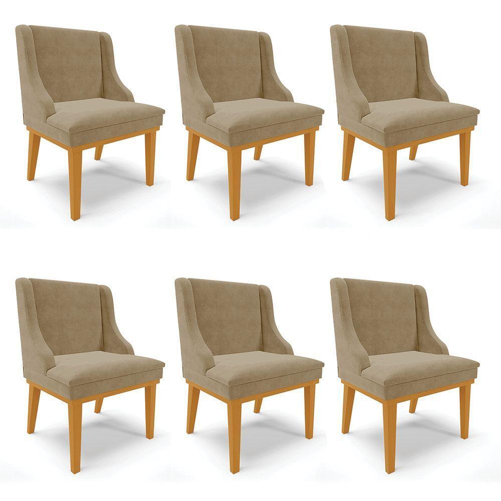 Kit 06 Cadeiras De Jantar Base Madeira Castanho Marrom Rato - 1