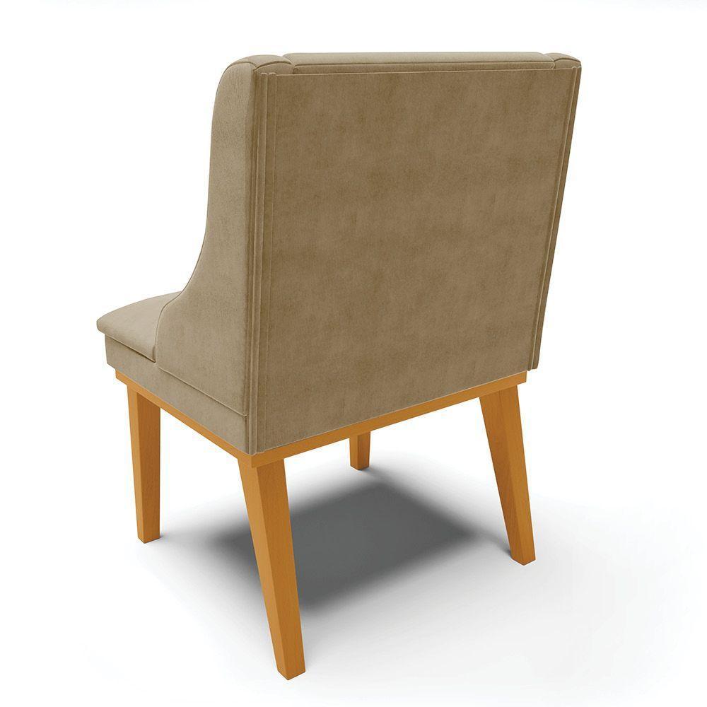 Kit 06 Cadeiras De Jantar Base Madeira Castanho Marrom Rato - 5