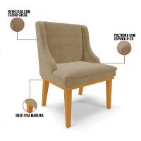 Kit 06 Cadeiras De Jantar Base Madeira Castanho Marrom Rato