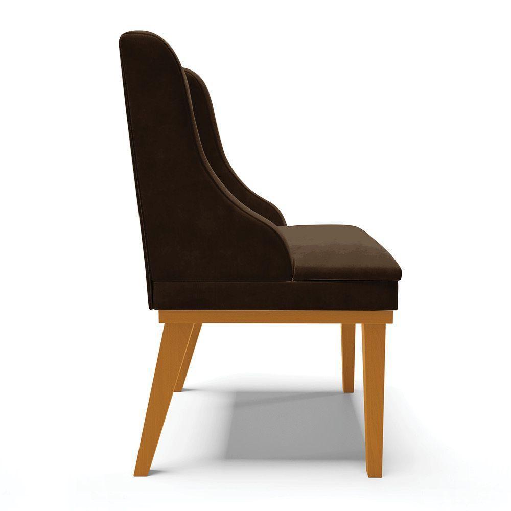 Kit 02 Cadeiras De Jantar Base Madeira Castanho Marrom - 6