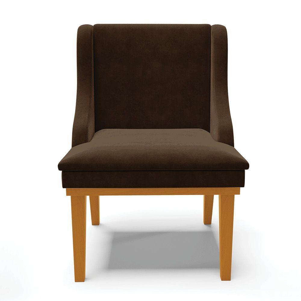 Kit 06 Cadeiras De Jantar Base Madeira Castanho Marrom - 7