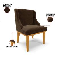 Kit 06 Cadeiras De Jantar Base Madeira Castanho Marrom