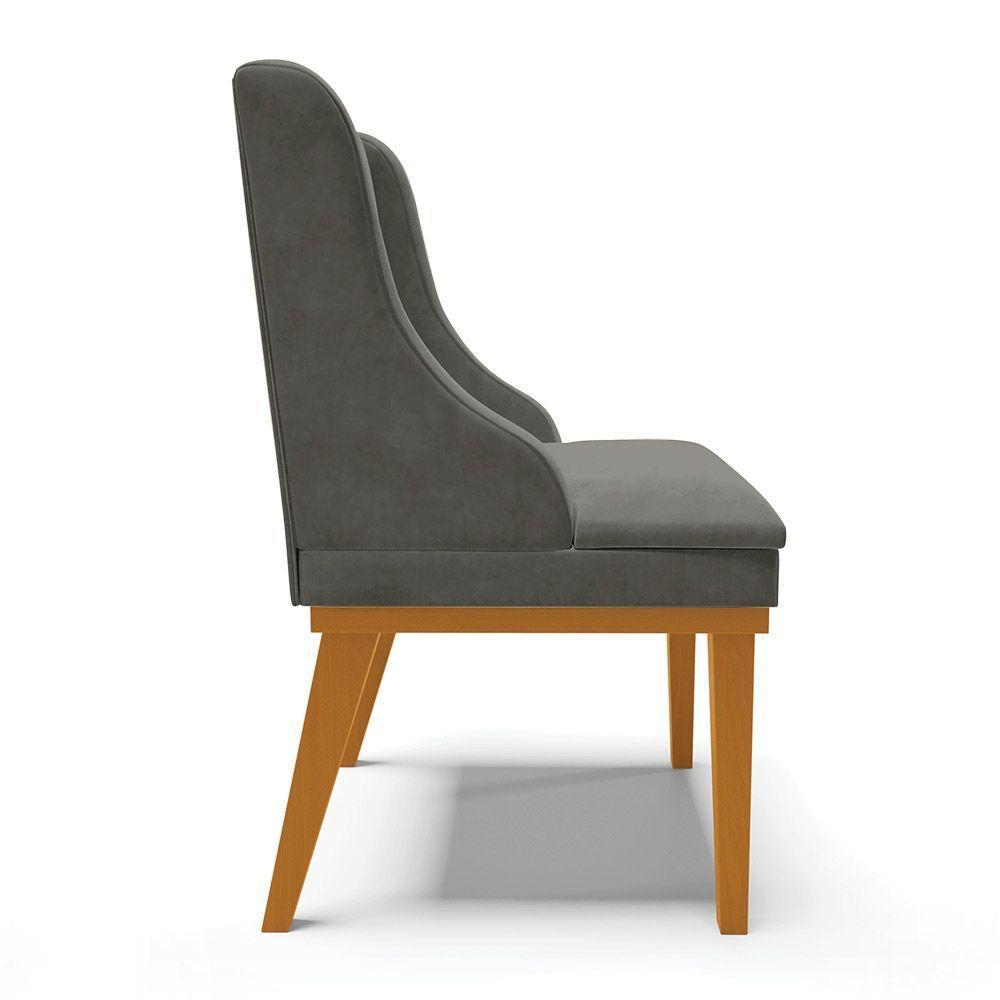 Kit 06 Cadeiras De Jantar Base Madeira Castanho Grafite - 6