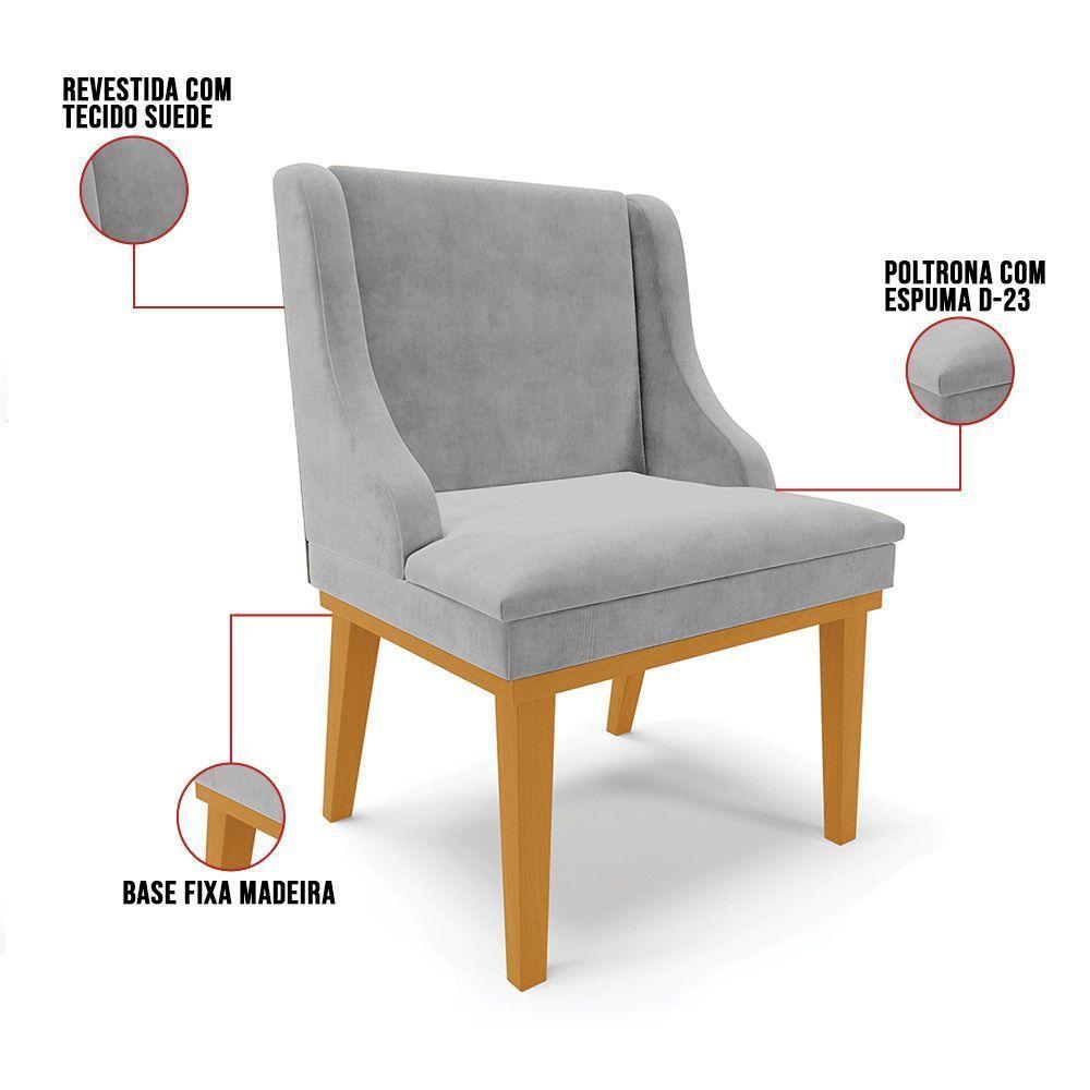 Kit 08 Cadeiras De Jantar Base Madeira Castanho Cinza - 4