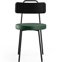 Kit 06 Cadeira Estofada Para Sala Jantar Barcelona L02 Couríssimo Preto Facto Verde Musgo - Lyam