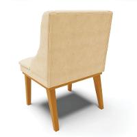 Kit 02 Cadeiras De Jantar Base Madeira Castanho Bege - 9