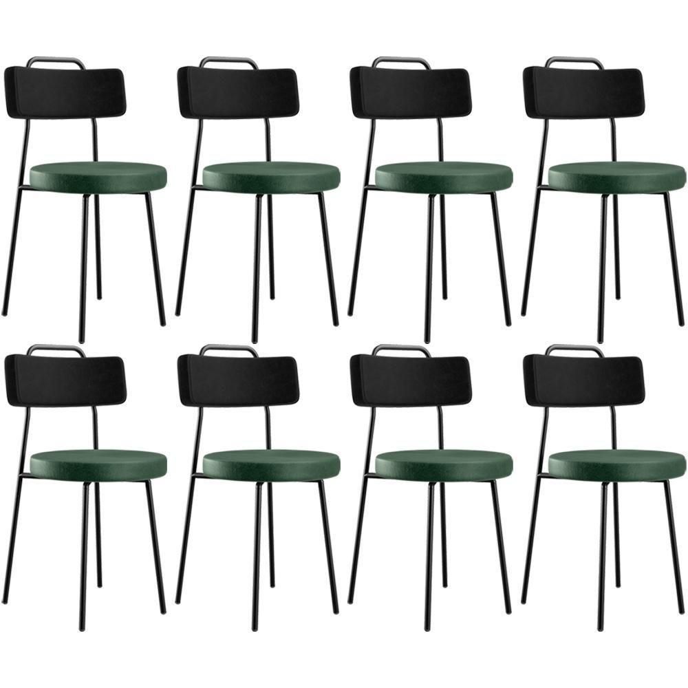 Kit 08 Cadeira Estofada Para Sala Jantar Barcelona L02 Couríssimo Preto Facto Verde Musgo - Lyam - 1